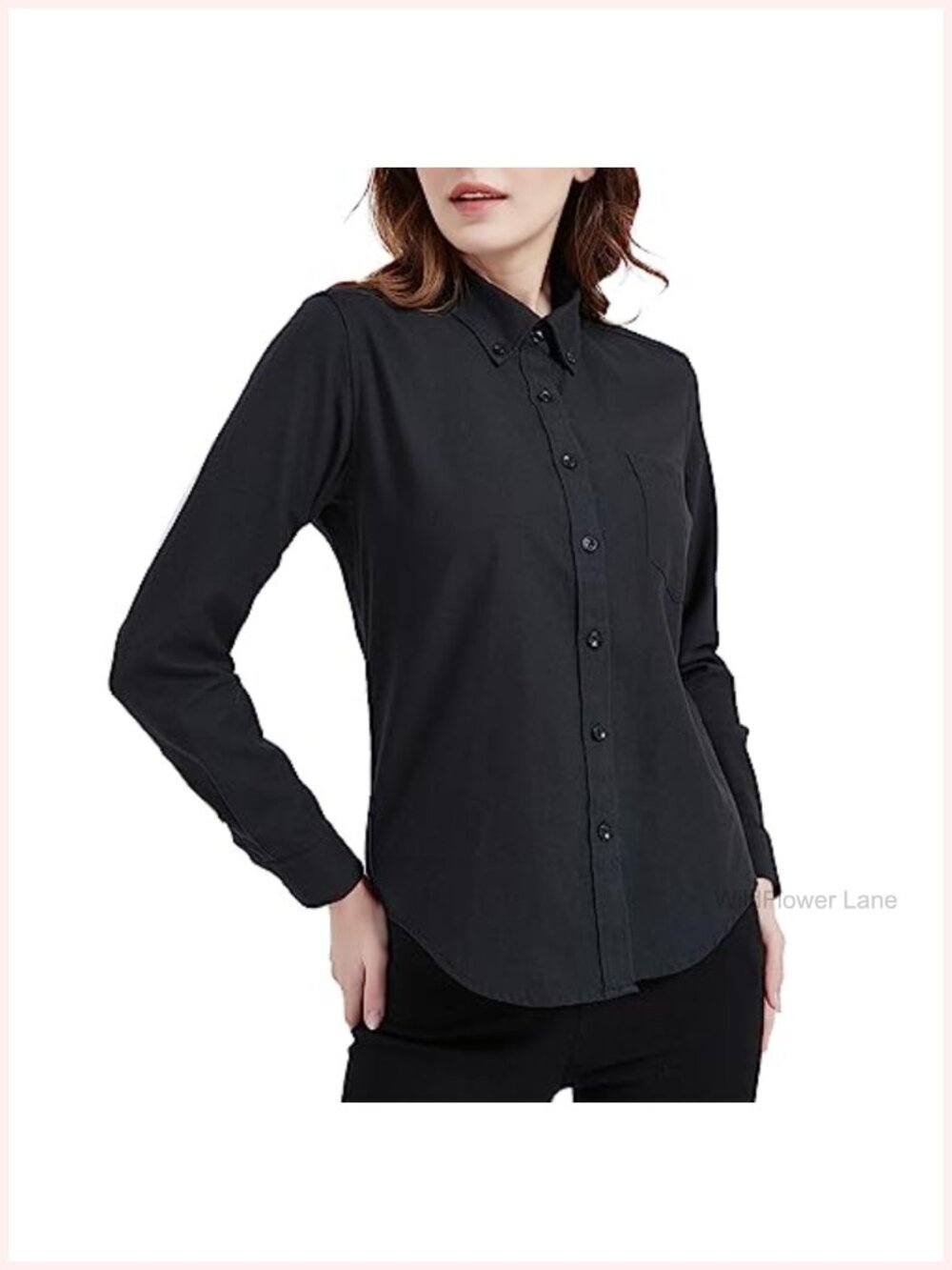 Women's Oxford Button Down Shirt Long Sleeve Wrinkle Resistant Cotton Blend